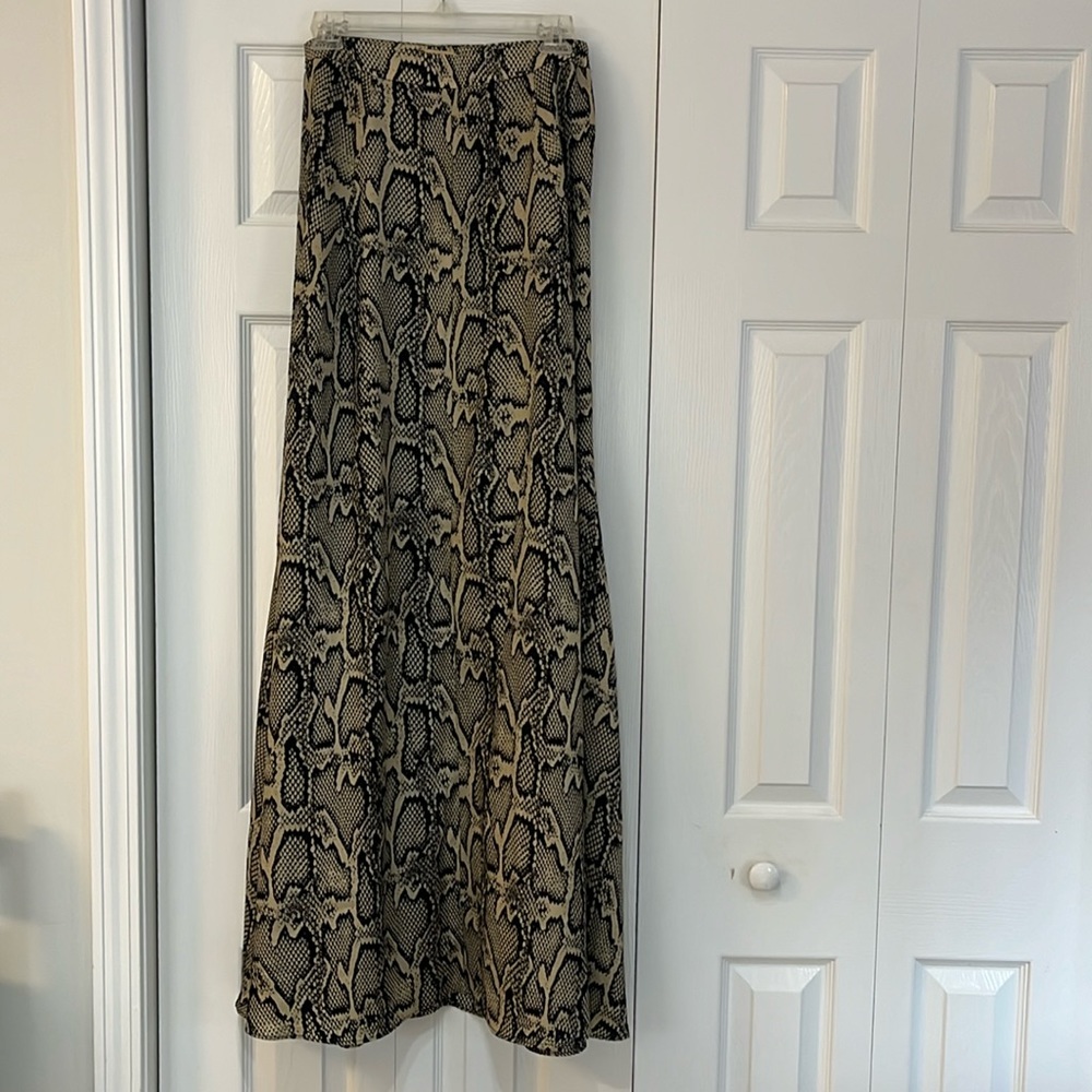 Show Me Your MuMu Snake Print Maxi Skirt in Black and Tan